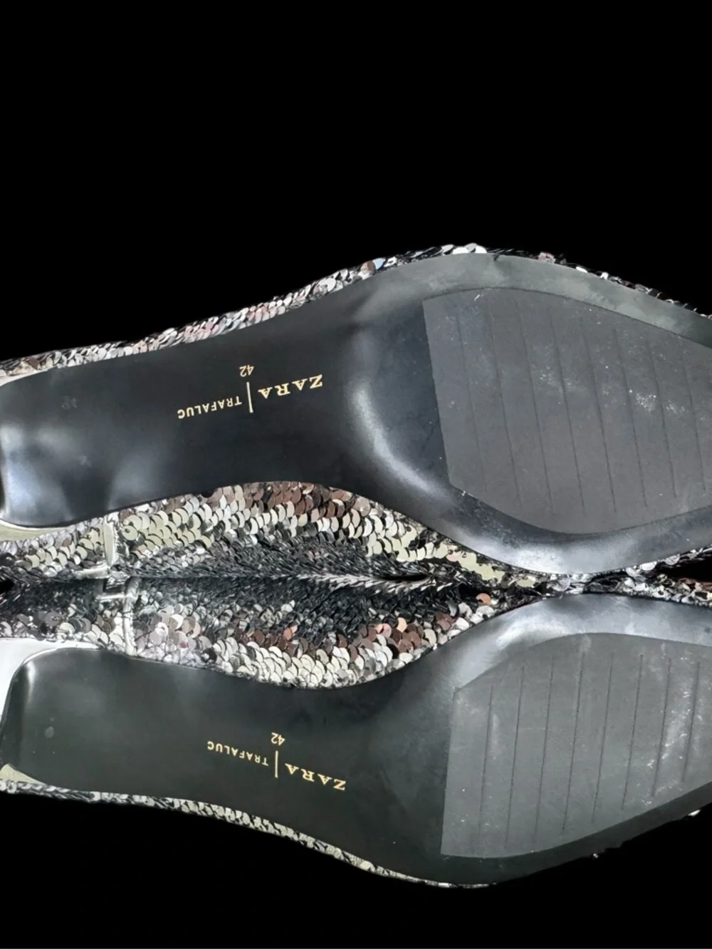 Zara Silver Sequin Kitten Heel Booties